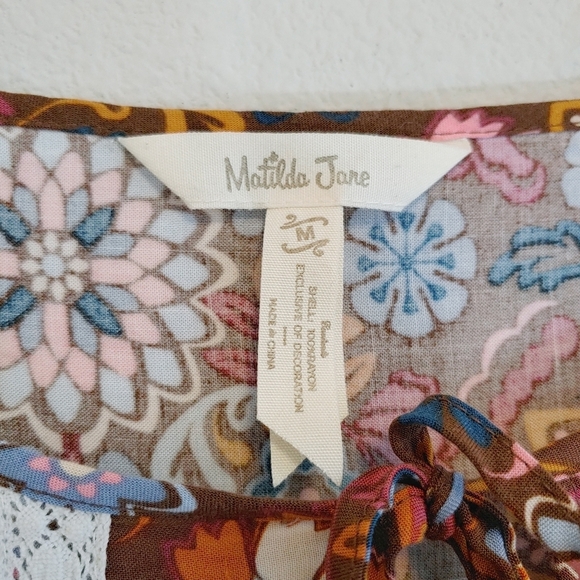 Matilda Jane Lace Floral Intermission Mini Dress Sz M Prairie Cottagecore Boho - Picture 7 of 11